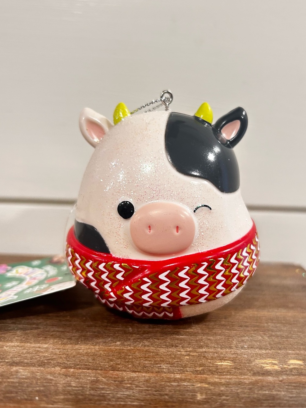 Kurt Alder Squishmallows Connor The Cow Christmas Ornament Glittery NWT